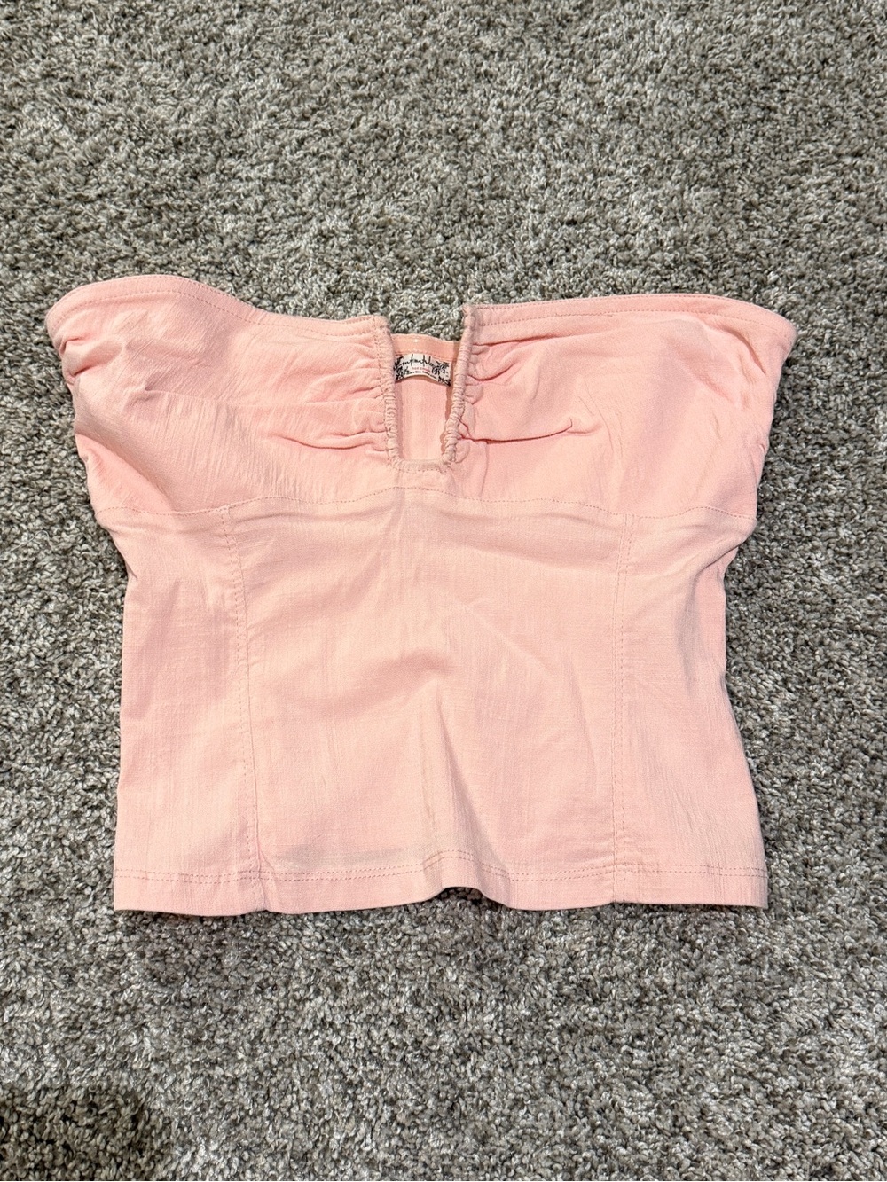 Free People Blush Pink Strapless Tube Top with Front Notch